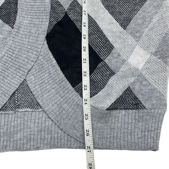 Lety & Me Gray Diagonal Plaid Open Front Cardigan - Picture 5 of 6